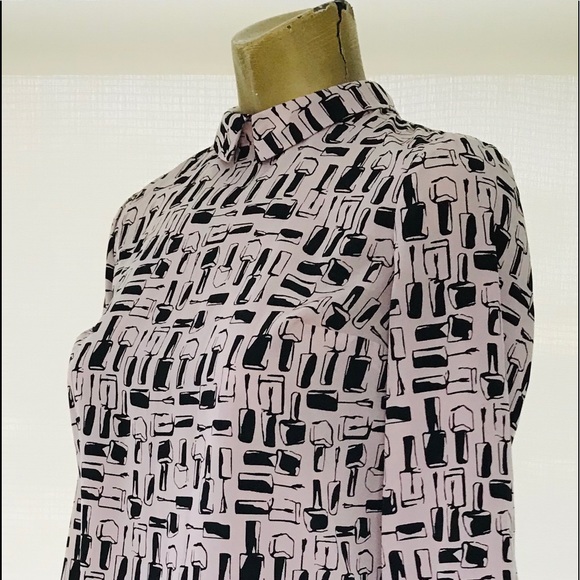SALE! BETHANY MOTA Pretty NAIL POLISH Novelty Print BLOUSE Small - Picture 10 of 14